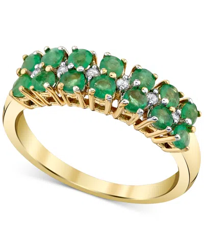 Macy's Emerald (1-1/8 Ct. T.w.) & Diamond Accent Double Row Ring In 10k Gold