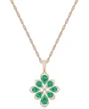 Macy's Emerald (1-3/4 Ct. T.w.) & Diamond (1/4 Ct. T.w.) Fancy 18" Pendant Necklace In 14k Gold (also In Ru In Emerald
