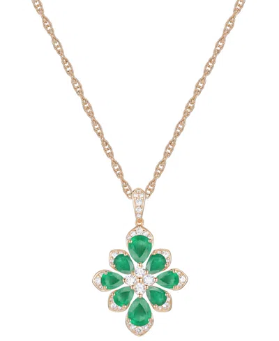 Macy's Emerald (1-3/4 Ct. T.w.) & Diamond (1/4 Ct. T.w.) Fancy 18" Pendant Necklace In 14k Gold (also In Ru