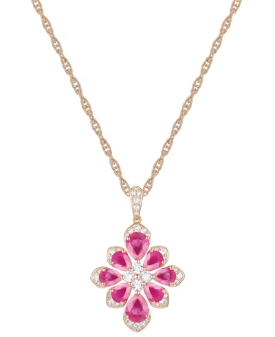 Macy's Emerald (1-3/4 Ct. T.w.) & Diamond (1/4 Ct. T.w.) Fancy 18" Pendant Necklace In 14k Gold (also In Ru In Ruby