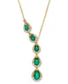 Macy's Emerald (1-5/8 Ct. T.w.) & Diamond (1/3 Ct. T.w.) 16" Lariat Necklace In 14k Gold In Emerald