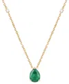 Macy's Emerald (1 Ct. T.w.) & Diamond (1/20 Ct. T.w.) 17" Pendant Necklace In 14k Gold (also In Ruby And Sa