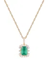 Macy's Emerald (1 Ct. T.w.) & Diamond (1/4 Ct. T.w.) Halo 17" Pendant Necklace In 14k Gold (also In Ruby An