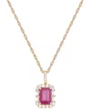 Macy's Emerald (1 Ct. T.w.) & Diamond (1/4 Ct. T.w.) Halo 17" Pendant Necklace In 14k Gold (also In Ruby An
