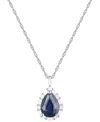 Macy's Emerald (1 Ct. T.w.) & Diamond (1/5 Ct. T.w.) Teardrop Halo 18" Pendant Necklace In 14k Gold (also I In Sapphire