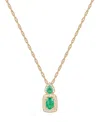 Macy's Emerald (1/2 Ct. T.w.) & Diamond (1/6 Ct. T.w.) Halo 18" Pendant Necklace In 14k Gold In Emerald