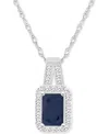 Macy's Emerald (1/2 Ct. T.w.) & Diamond (1/8 Ct. T.w.) Halo 18" Pendant Necklace In Sterling Silver (also I In Sapphire