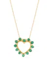 Macy's Emerald (1/2 Ct. T.w.) & Diamond Accent Open Heart 18" Pendant Necklace In 14k Gold In Emerald