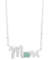 Macy's Emerald (1/4 Ct. T.w.) & Lab-grown White Sapphire (1/2 Ct. T.w.) Mom Script 18" Pendant Necklace In In Emerald