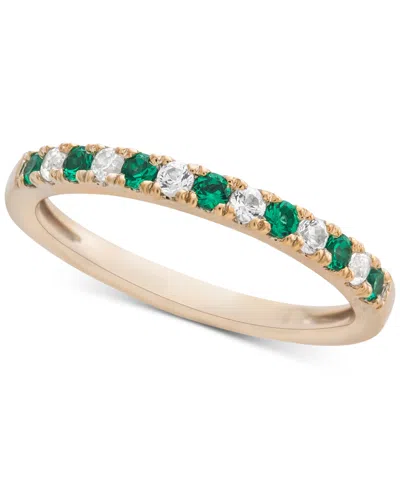 Macy's Emerald (1/5 Ct. T.w.) & Diamond (1/6 Ct. T.w.) Band In 14k Gold (also Available In Sapphire)