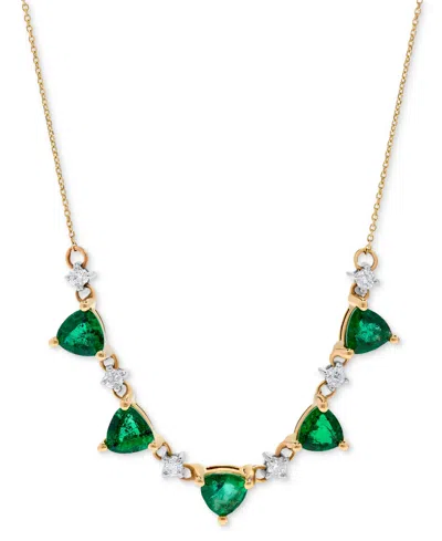 Macy's Emerald (2-1/2 Ct. T.w.) & Diamond (1/5 Ct. T.w.) 16" Statement Necklace In 14k Gold