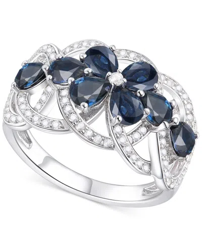 Macy's Emerald (2-1/4 Ct. T.w.) & Diamond (1/4 Ct. T.w.) Flower Openwork Ring In 14k Gold (also In Ruby & S In Sapphire