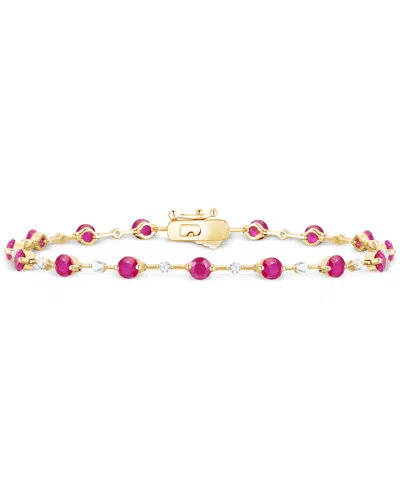 Macy's Emerald (2-1/8 Ct. T.w.) & Diamond (1/2 Ct. T.w.) Bracelet In 14k Gold (also In Ruby & Sapphire)