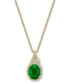 Macy's Emerald (2 Ct. T.w.) & White Sapphire (1/2 Ct. T.w.) Oval Halo 18" Pendant Necklace In 10k Gold-plat In Emerald