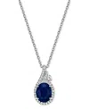 Macy's Emerald (2 Ct. T.w.) & White Sapphire (1/2 Ct. T.w.) Oval Halo 18" Pendant Necklace In 10k Gold-plat In Sapphire
