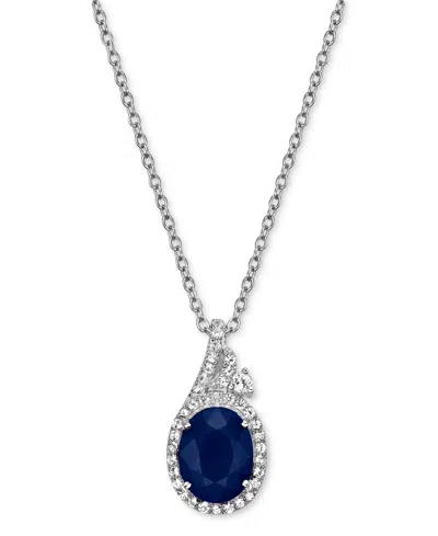Macy's Emerald (2 Ct. T.w.) & White Sapphire (1/2 Ct. T.w.) Oval Halo 18" Pendant Necklace In 10k Gold-plat