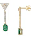 Macy's Emerald (2 Ct. T.w.) & White Topaz (1/3 Ct. T.w.) Linear Drop Earrings (also In Ruby & Sapphire) In Emerald