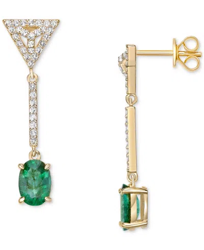 Macy's Emerald (2 Ct. T.w.) & White Topaz (1/3 Ct. T.w.) Linear Drop Earrings (also In Ruby & Sapphire)