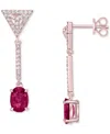 Macy's Emerald (2 Ct. T.w.) & White Topaz (1/3 Ct. T.w.) Linear Drop Earrings (also In Ruby & Sapphire) In Ruby