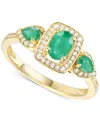 Macy's Emerald (1-1/3 Ct. T.w.) & Diamond Ring (1/3 Ct. T.w.) In 14k Gold (also In Ruby & Sapphire) In Emerald