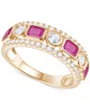 Macy's Emerald (3/4 Ct. T.w.) & Diamond (3/4 Ct. T.w.) Band In 14k Gold (also In Ruby & Sapphire) In Ruby