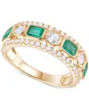 Macy's Emerald (3/4 Ct. T.w.) & Diamond (3/4 Ct. T.w.) Band In 14k Gold (also In Ruby & Sapphire) In Emerald