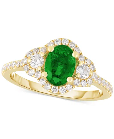 Macy's Emerald (3/4 Ct. T.w.) & Diamond (3/8 Ct. T.w.) Oval Ring In 14k Gold