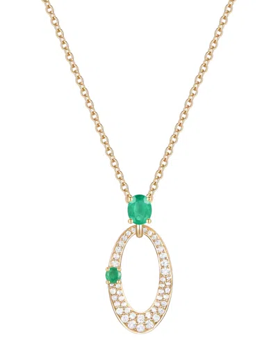 Macy's Sapphire (1/2 Ct. T.w.) & Diamond (1/3 Ct. T.w.) Oval 18" Pendant Necklace In 14k White Gold (also A In Emerald