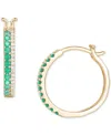 Macy's Emerald (3/8 Ct. T.w.) & Diamond (1/8 Ct. T.w.) Double Row Small Hoop Earrings In 14k Gold-plated St In Green