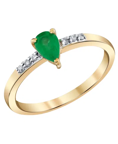 Macy's Emerald (3/8 Ct. T.w.) & Diamond Accent Ring In 10k Yellow Gold In Multi