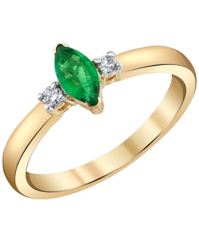 Macy's Emerald (3/8 Ct. T.w.) And Diamond Accent Ring In 14k Yellow Gold In Purple