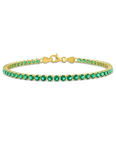 Macy's Emerald (4-1/2 Ct. T.w.) Tennis Bracelet In 18k Gold Flash Plated Silver (also Available In Rhodolit