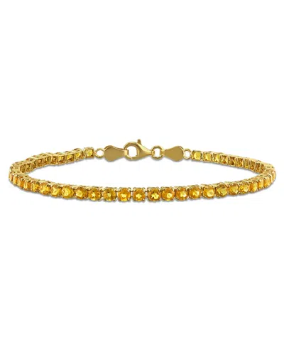 Macy's Emerald (4-1/2 Ct. T.w.) Tennis Bracelet In 18k Gold Flash Plated Silver (also Available In Rhodolit
