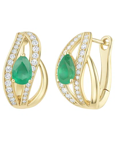 Macy's Emerald (5/8 Ct. T.w.) And Diamond (1/3 Ct. T.w.) Drop Earrings In 14k Gold (also In 14k White Gold 