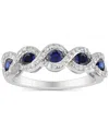 Macy's Emerald (5/8 Ct. T.w.) & Diamond (1/4 Ct. T.w.) Infinity Ring In 14k White Gold (also In Ruby & Sapp In Sapphire