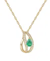 Macy's Emerald (5/8 Ct. T.w.) And Diamond (1/4 Ct. T.w.) Pendant Necklace In 14k Gold (also In 14k White Go In Gold