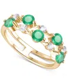 Macy's Emerald (5/8 Ct. T.w.) & Diamond (1/5 Ct. T.w.) Double Row Ring In 14k Gold (also In Ruby & Sapphire In Emerald