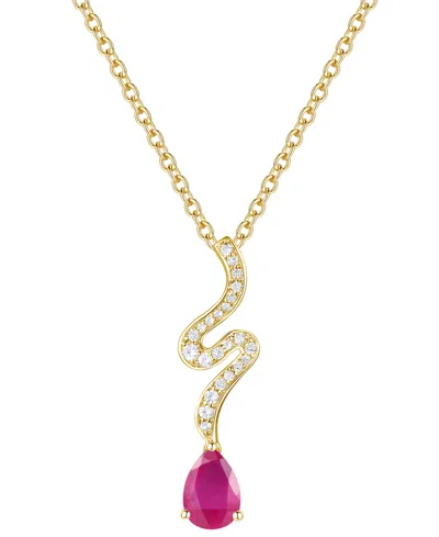 Macy's Emerald (5/8 Ct. T.w.) & Diamond (1/6 Ct. T.w.) Pendant Necklace In 14k Yellow Gold (also Available 
