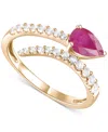 Macy's Emerald (5/8 Ct. T.w.) & Diamond Bypass Ring (1/3 Ct. T.w.) In 14k Yellow Gold (also Available In Ru In Ruby