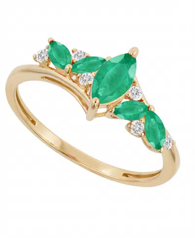 Macy's Emerald (7/8 Ct. T.w.) And Diamond (1/10 Ct. T.w.) Ring In 14k Yellow Gold (also Available In Sapphi In Neutral