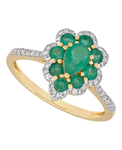 Macy's Emerald (7/8 Ct. T.w.) & Diamond (1/6 Ct. T.w.) Ring In 14k Yellow Gold (also Available In Ruby And 