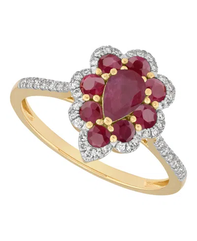 Macy's Emerald (7/8 Ct. T.w.) & Diamond (1/6 Ct. T.w.) Ring In 14k Yellow Gold (also Available In Ruby And  In Red