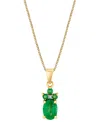 Macy's Emerald (7/8 Ct. T.w.) & Diamond Accent Pendant Necklace In 14k Yellow Gold, 18"