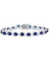 Macy's Emerald (8 Ct. T.w.) & Diamond (3/4 Ct. T.w.) Halo Tennis Bracelet In 14k White Gold (also In Ruby & In Sapphire