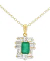 Macy's Emerald-cut Gemstone & White Topaz (1-1/5 Ct. T.w) Baguette Pendant Necklace In 10k Gold Plated Over In Emerald