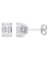 Macy's Emerald Cut Moissanite Stud Earrings 2 Ct. T.w With Heart Detail In Sterling Silver In Moissanite