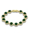 Macy's Emerald Green Glass Cubic Zirconia Halo Link Bracelet In Green