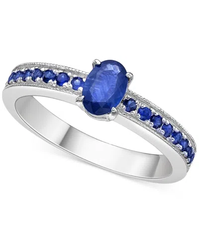 Macy's Emerald Oval & Round Milgrain Beaded Ring (1 Ct. T.w.) In 14k Gold-plated Sterling Silver (also In R In Sapphire