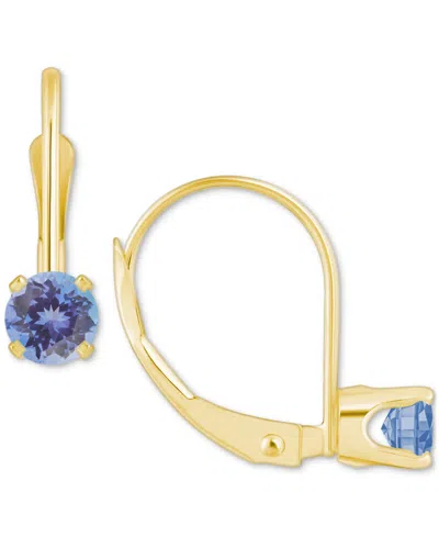 Macy's Emerald Solitaire Leverback Earrings (1/2 Ct. T.w.) In 14k Gold (also In Ruby, Sapphire, & Tanzanite