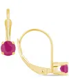 Macy's Emerald Solitaire Leverback Earrings (1/2 Ct. T.w.) In 14k Gold (also In Ruby, Sapphire, & Tanzanite In Ruby